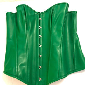 Avilila Green Wet Look Leatherette Corset Bra XL